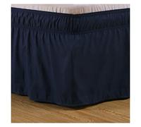 Falda de Cama Falda de Cama Envoltura Alrededor Las Faldas elásticas Volantes Polvo Volante Pastoral Color sólido Camisetas gemelas/llenas Reina Rey 15 Pulgadas(Dark Blue,King)