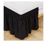 Falda de Cama Falda de Cama Envoltura Alrededor Las Faldas elásticas Volantes Polvo Volante Pastoral Color sólido Camisetas gemelas/llenas Reina Rey 15 Pulgadas(Black,King)