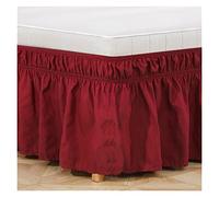 Falda de Cama Falda de Cama Envoltura Alrededor Las Faldas elásticas Volantes Polvo Volante Pastoral Color sólido Camisetas gemelas/llenas Reina Rey 15 Pulgadas(Burgundy,King)