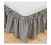 Falda de Cama Wrap Alrededor de la Falda Cama Queen Rey tamaño Blanco Camisa Blanca Ligera Gris Polvo sólido Calidad Hotel con Volantes for decoración(Light Grey,180x200x38cm)