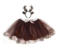 Falda de carnaval completa para mujer con falda floral y accesorios para el cabello Disfraz de danza clásica Halter Vestido de patinaje Jazz Salsa Rumba Samba para el tiempo libre, marrón, Talla única