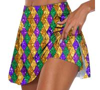 Falda de Carnaval para Mujer - Falda Deportiva Informal de Doble Capa con Estampado de Lentejuelas para con Cinturilla Elástica para Uso Deportivo 11 (Multicolour M)