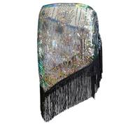 Falda de Carnaval para Mujer - Pañuelo de Cadera con Flecos Y Lentejuelas para Danza del Vientre Chal Triangular Fajín de Cintura para Espectáculos Banda Bohemia para El Brazo (Mc1 One Size)