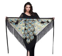 Falda de cinturón triángulo para danza del vientre de las mujeres con flecos, Turquesa, Talla Única