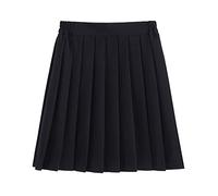 Falda de colegiala para mujer, falda plisada de color liso, falda académica, falda de temperamento sexy, falda escolar de algodón hasta la rodilla, Negro, 4XL