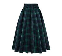 Falda de cuadros para mujer con bolsillos, falda plisada alta, elegante diseño de cuadros para un elegante atuendo diario con bolsillos laterales, ajuste agradable a la figura, verde, S