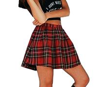 Falda de cuadros para mujer, corta, roja, plisada, sexy, corta, plisada, de cintura alta, falda de tenis, falda de danza, para adolescentes, niñas, Y2K, falda básica, minifalda plisada, falda de