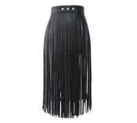 Falda de Cuero con borlas for Mujer Cinturones Vestir Flecos Largos PU Ajustados Verano para Mujer