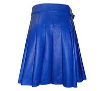 Falda de cuero tradicional falda escocesa para hombre de moda falda escocesa para hombre falda plisada utilidad masculina clásica medieval Escocia faldas plisadas empalme falda de patinadora, O Azul