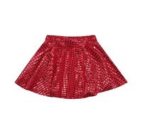 Falda de discoteca para niña, brillante, acampanada, plisada, falda acampanada, falda acampanada, falda acampanada para danza rave, traje de danza, ropa deportiva para niño, rojo, 6-7 años