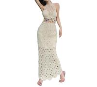 Falda de Encaje de Crochet con Malla, Largo Midi, línea A fluida, Estilo Bohemio, para Festivales, Bodas y Eventos al Aire Libre