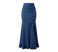 Falda de estilo gótico Steampunk Falda de cartera Maxi Faldas Línea A Ajustada Falda Longuette Elegante Apretado Sexy con Cremallera Falda Lápiz en la Cintura Completa Cintura Sexy Envolver La Cadera