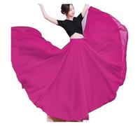 Falda de gasa de 720 grados for danza de ballet, for mujer, estilo gitano, for patinaje, faldas largas, ropa de práctica for bailarinas, falda profesional for baile de escenario.(Purple Rose Red,M Len