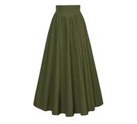 Falda de Halloween para mujer, acampanada, estilo campesino, gótico, renacentista, victoriana, medieval, elegante, faldas con botones y volantes, 02 Verde Ejército, L