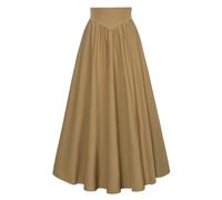 Falda de Halloween para mujer, acampanada, estilo campesino, gótico, renacentista, victoriana, medieval, elegante, faldas con botones y volantes, 02 Caqui, L