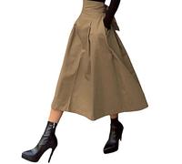 Falda de Invierno para Mujer: Elegante, Larga, Cintura Alta, Plisada, Vintage, Acampanada, Cintura Elástica