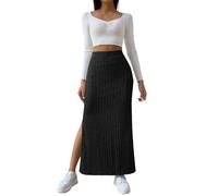 Falda de invierno para mujer larga de punto - Falda de punto larga para mujer con abertura lateral falda lápiz de invierno elegante tallas grandes falda casual falda de punto midi bodycon falda