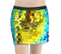 Falda de lentejuelas para mujer, bufanda de cadera para danza del vientre adornada con flecos y lentejuelas circulares con cadena de cintura para la práctica de espectáculos y yoga