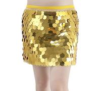 Falda de lentejuelas para mujer, bufanda de cadera para danza del vientre adornada con flecos y lentejuelas circulares con cadena de cintura para la práctica de espectáculos y yoga