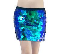 Falda de lentejuelas para mujer, bufanda de cadera para danza del vientre adornada con flecos y lentejuelas circulares con cadena de cintura para la práctica de espectáculos y yoga