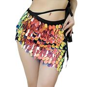Falda de lentejuelas para mujer, danza del vientre, falda de cadera, falda de sirena, disfraz de carnaval, falda festiva de lentejuelas, O Gold, L