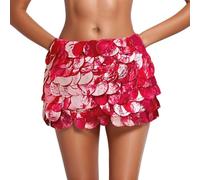 Falda de lentejuelas para mujer, faldas con purpurina, sexy, minifalda elástica en la cintura, falda brillante para fiesta, atuendo rave, realza la figura, lentejuelas club, falda de fiesta, ropa de