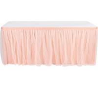 Falda de mesa de tul con borde fruncido, elegante mantel for mesas rectangulares y redondas, ideal for fiestas de cumpleaños y presentaciones de pasteles y postres.(9FT*2.5FT(275CM*77CM))