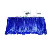 Falda de Mesa Falda de mesa con lentejuelas, mantel brillante, decoración for fiestas de cumpleaños, bodas, festivales, eventos, rectangular, con purpurina(WHITE,14FT 70x426cm)