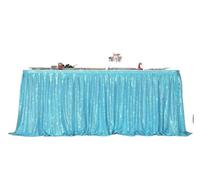 Falda de Mesa Falda de mesa con lentejuelas, mantel brillante, decoración for fiestas de cumpleaños, bodas, festivales, eventos, rectangular, con purpurina(Deep blue,14FT 70x426cm)