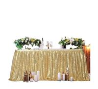 Falda de Mesa Falda de mesa con lentejuelas, mantel brillante, decoración for fiestas de cumpleaños, bodas, festivales, eventos, rectangular, con purpurina(GREEN,14FT 70x426cm)