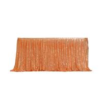 Falda de Mesa Falda de mesa con lentejuelas, mantel brillante, decoración for fiestas de cumpleaños, bodas, festivales, eventos, rectangular, con purpurina(Peach,14FT 70x426cm)