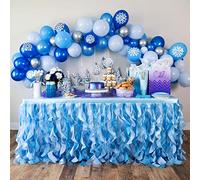 Falda de Mesa Tul Azul - Faldone de Mesa Tutú para Baby Shower Chico, Baby Shower, Boda, Fiesta de cumpleaños Infantil, Navidad, Semana Santa, Día de San Valentín - 2.7M (L) x 76CM (H)