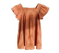 Falda de mezclilla Mini Niño Niña Fly Mangas Vestido Sólido Baile Vestidos Ropa Bolsa Con, naranja, 5-6 años
