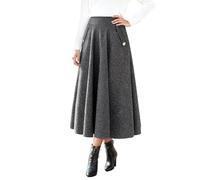 Falda de mujer de cintura alta falda midi casual una línea elástica faldas de trabajo elegante falda de invierno suave cómoda falda de lana monocolor falda maxi falda plisada básica para primavera y