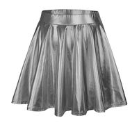 Falda de mujer elegante y elegante, falda corta plisada de talle alto liso para mujer, holgada, patinadora metalizada, mini plisada, con lentejuelas brillantes, trapecio