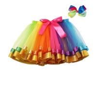 Falda de niña de doble malla tutú falda animal serie show vestido, dorado, 5-8 años