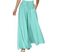 Falda de pantalón larga para mujer, pantalones largos, pantalones anchos, pantalones de verano, elegantes culotte de pierna ancha, pantalones cruzados ligeros y aireados, pantalones palazzo de cintura