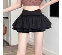 Falda de pastel de línea A de moda con un ambiente de chica caliente, perfecta para trajes de temporada (S negro)