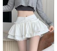 Falda de pastel de línea A de moda con un ambiente de chica caliente, perfecta para trajes de temporada (M blanco)