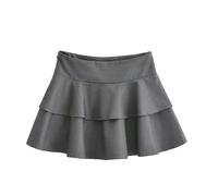 Falda de Pastel de Varias Capas con Volantes y Cintura Alta de Verano para Mujer Falda a la Cadera versátil y (FR/ES, Letras, M, Regular, Regular, Gris)