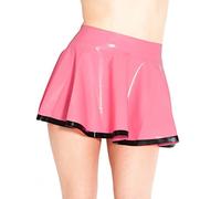 Falda De Patinaje De Látex Con Ribete Vestido Rosa De Goma De Látex Corto,tal Como Es,XL