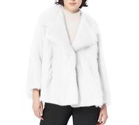 Falda de piel sintética para mujer, informal, de gran tamaño, con solapa, cálido y peludo, Color blanco., XS