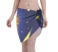 Falda De Playa Ilustración del Universo Solar Sexy Bañador Sarongs Pareos Traje De Baño Chal Piscina Pareo De Playa Corto para Vacaciones Verano