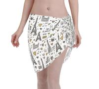 Falda De Playa París Romántico 2 Traje De Baño Chal Pareos Cubiertas Sarong Corta Traje De Baño De Gasa Falda para Piscina Bikini Vacaciones