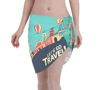Falda De Playa Vamos A Viajar Cubiertas Sarong Mujer Pareo De Playa Corto Corta Traje De Baño Chal para Verano Piscina Natación