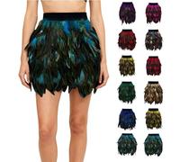 Falda de plumas, disfraz de pavo real, falda de plumas de pavo real, falda de pavo real, mini falda de tul, falda de plumas, disfraz de carnaval para mujer, 1 morado, M