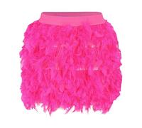 Falda de plumas para mujer, disfraz de carnaval corto para mujer, cintura elástica, minifalda de cuervo, vestido de ballet, maillot de baile, espagueti, tul, disfraz de carnaval, O Rosa Caliente, L
