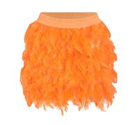 Falda de plumas para mujer, disfraz de carnaval corto para mujer, cintura elástica, minifalda de cuervo, vestido de ballet, maillot de baile, espagueti, tul, disfraz de carnaval, O Orange, L