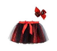 Falda de puerta para niña, falda con purpurina, multicolor, vestido de baile con lunares de tul y pasador a juego para niñas, disfraz de fiesta, ballet, danza, 01-rojo, M