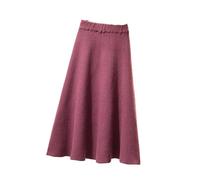 Falda De Punto Mujer - Falda Midi De Punto Para Mujer, Faldas Plisadas De Cintura Alta, Moda Otoño-Invierno, Falda Elegante Ajustada Que Combina Con Todo, Falda De Corte A, Color Rojo, Talla Única